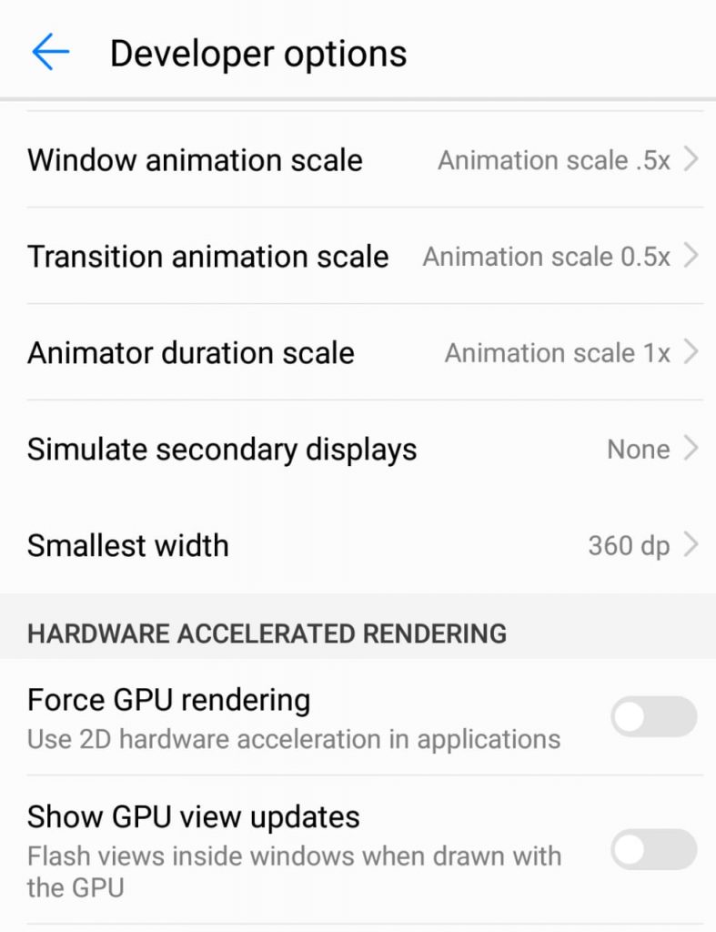 turn off animations of android to speed up